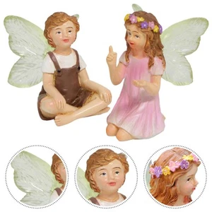 2 Pcs Flower Fairy Ornament Adorable Statue Creative Desktop Decoration - Picture 1 of 12