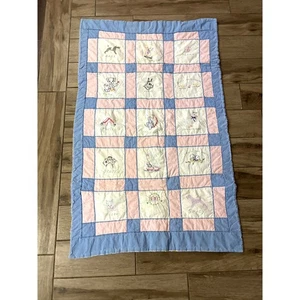 VTG Colorful Patchwork Alphabet Quilt Throw Wall Decor 50"x31" Reversible - Picture 1 of 11