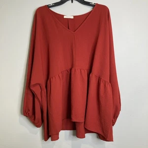 Entro Bluse Gr. 1X Damen orange Puffärmel Baby Puppe Rüschen Cottagecore *LESEN - Bild 1 von 17