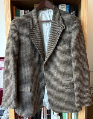 Vintage Abercrombie & Fitch 100% Wool Brown Houndstooth Blazer 40R 3-Roll-2 - Image 1 of 4