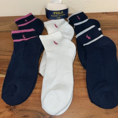 Женские носки на четверть квадратного ярда Polo Ralph Lauren 6 разноцветных пар размер обуви 4-10 - Изображение 1 из 4