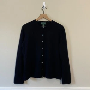 Maglione cardigan Lauren Ralph Lauren donna XL nero misto lana con bottoni - Foto 1 di 9