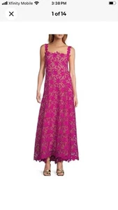 Antonio Melani 10 Christina Lace Square Neck Sleeveless A line Fuschia - Picture 1 of 6
