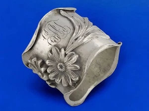 Rare Sterling Silver Napkin Ring Martele style hammered Art Nouveau floral - Picture 1 of 6