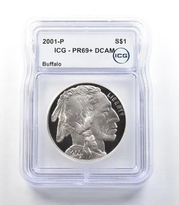 2001-P Buffalo Commemorative Silver Dollar PR69+ DCAM ICG *0122 - Picture 1 of 3