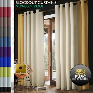 2X Blockout Curtains Blackout Window Curtain Draperies Pair Eyelet Bedroom Decor - Picture 1 of 420