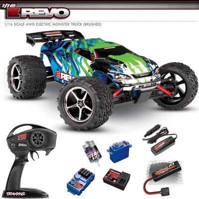 NEW Traxxas E Revo 1/16 4WD Brushed Truck GRN RTR w/Radio/Battery FREE US SHIP - Image 1 of 4