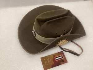 Akubra Military Slouch Hat - Khaki Fur Felt Hat Size 58 Large - Picture 1 of 12