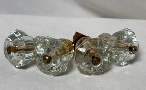 4 Vintage Faceted Glass Pull Knobs 1 3.8"D Cabinet Drawer 1.5"H - Picture 1 of 6