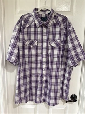 Bruno New York Men's 3XT Short Sleeve Button Up Shirt White/Purple Multi Plaid - Image 1 of 4