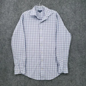 Peter Millar Button Up Shirt Mens M Medium Blue Crown Crafted Performance Plaid - Picture 1 of 12