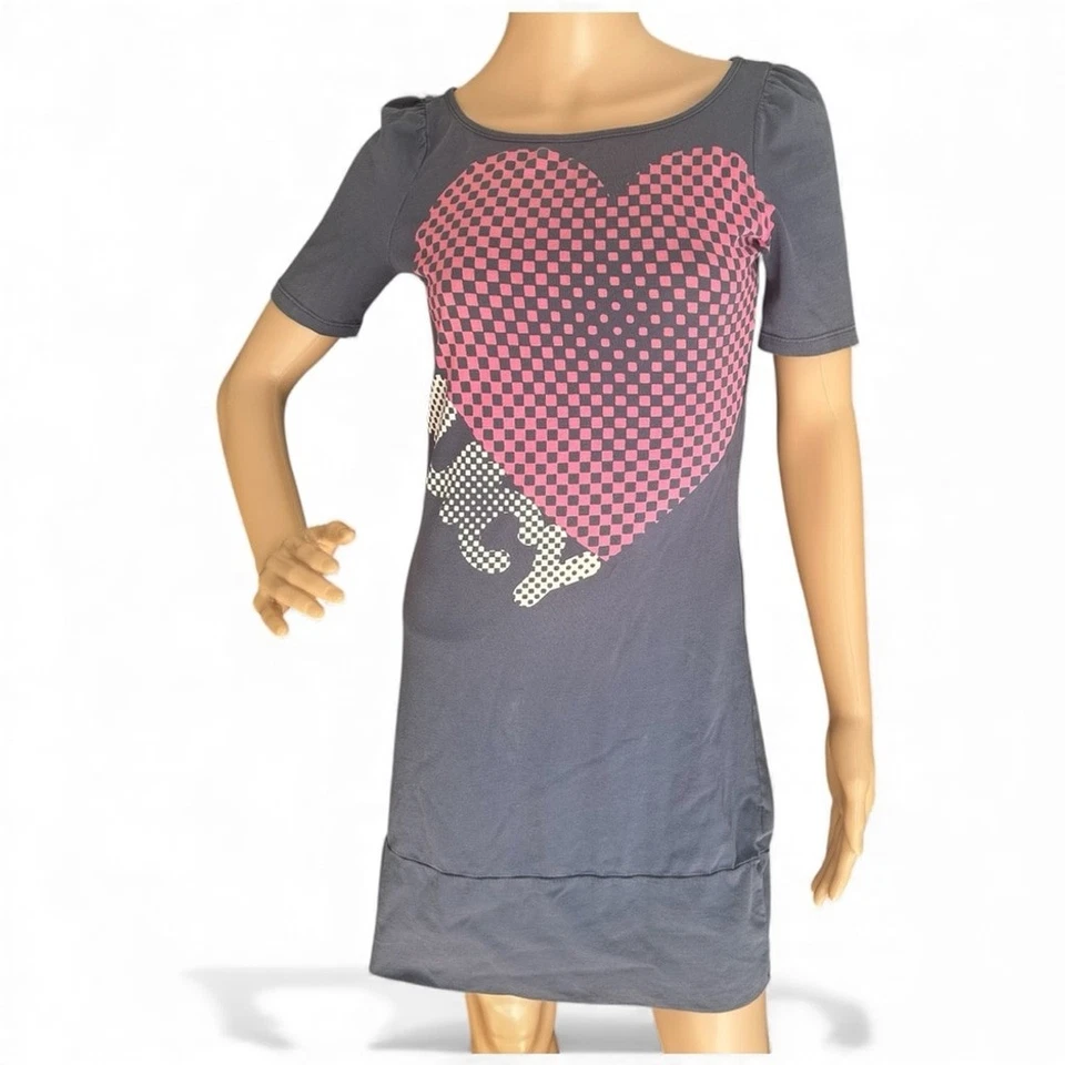 Mini Vestido Camiseta Juicy Couture Hecha en EE. UU. Gris Rosa Logo Corazón Talla S Y2K De Colección Foto 1 de 4
