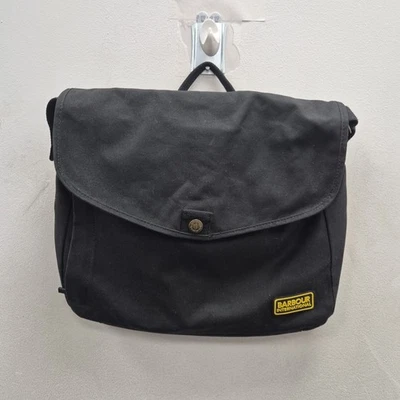 Barbour Field Umhängetasche schwarz Wachs Baumwolle Kuriertasche Umhängetasche Utility Bag - Bild 1 von 4