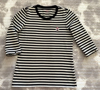 Top Kate Spade Darcel Cuello Redondo Blanco y Negro Rayas Manga 3/4 Talla M Foto 1 de 4