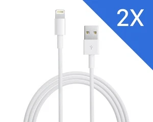 Pair of Genuine Apple MD818AMA 1M Lightning to USB Cable - White - Photo 1 sur 3