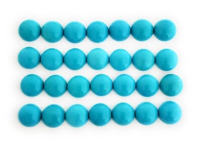 One Pair Round Shaped 100% Natural Sleeping Beauty Turquoise Cabochons 10mm - Image 1 of 4