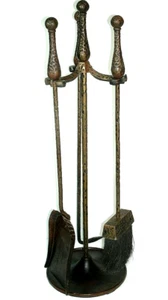 Vintage Arts & Crafts Cast Iron Fireplace Tool Set - Picture 1 of 6