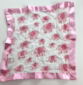 Manta de seguridad MiracleWare rosa elefante bebé Lovey muselina satinada 15" - Imagen 1 de 7