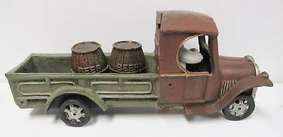LOT Vintage(c1998) Cast Iron Beer Truck w/Boyds Mini Mohair Rabbit  & Beer Book - Image 1 of 4