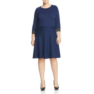 Vince Camuto Womens Plus Fit & Flare Sweater Dress Blue Size 1X - Picture 1 of 3