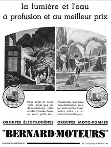 *** BERNARD-MOTEURS _ Moto-pompes et Groupes *** 1937 - pub. (25 x 33) // p585 - Picture 1 of 1