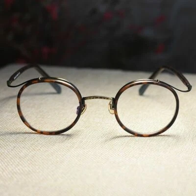 Retro men's round dark tortoise eyeglasses womens clear lens round eyewear frame - Image 1 of 4