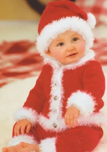 KNITTING PATTERN - ADORABLE BABY'S/CHILDREN'S SANTA CHRISTMAS OUTIFIT 3 SIZES - Picture 1 of 1