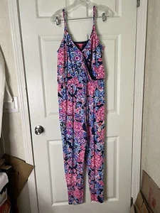 Lilly Pulitzer Dante Jumpsuit High Tide Navy Turtle Amazement Romper Large L - Picture 1 of 13