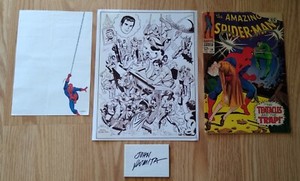 John Romita Autograph Package Card, Spider-Man 54, Marvel Stationary, 8.5X11 Pic