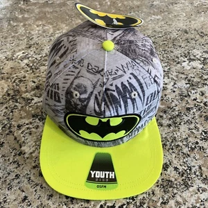 BIOWORLD SNAPBACK BATMAN HAT YOUTH EMBROIDERED LOGO DESIGN ONESIZE NEON - Picture 1 of 3