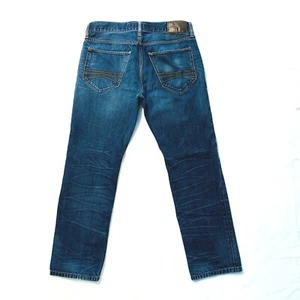 Express Rocco Slim Fit Straight Leg Jeans Whiskered bestickt dunkle Waschung 32x28 - Bild 1 von 12