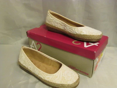 Aerosoles Nuevo en Caja Talla 6 A2 Roca Tela Blanca Sólida Espradillas Zapatos Informales Planos Foto 1 de 4