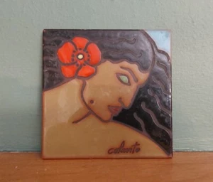 Vintage polynesische Frau Terrakotta Kunstfliese von Rose Anne Colavito - Bild 1 von 5