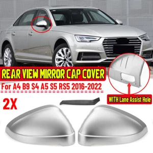 For AUDI A4 A5 S4 S5 RS5 Chrome Silver Wing Mirror Cover Caps W/ LANE ASSIST - Picture 1 of 6