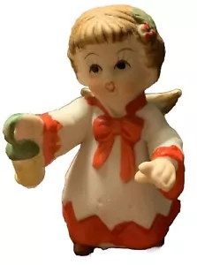 Lefton Christmas Angel Girl Porcelain Figurine Holding Lantern Vintage 1960s - Picture 1 of 6