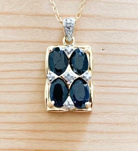 Halskette mit Anhänger 2,60 kt ECHTER SAPHIR STEIN & DIAMANT NEU - Bild 1 von 1