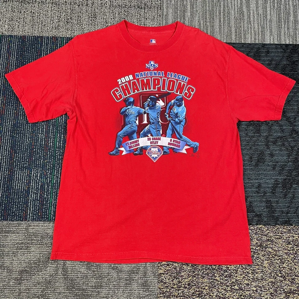 Camiseta 2008 Campeones de la Liga Nacional Philadelphia Phillies Talla XL Roja Foto 1 de 4