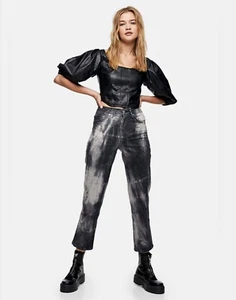 Topshop High Waisted Cropped Ankle Straight Leg Acid Wash Jeans Sz.4 NWT! - Picture 1 of 9