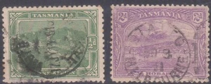 (F314-56) 1900 Australia Tasmania 1/2d & 2d pictorial stamps (BF) - Foto 1 di 1