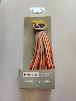 Heyday with Aliyah Salmon 12" LTNG to USB-A Tassel Keychain Cable fits iPhone - Image 1 of 2