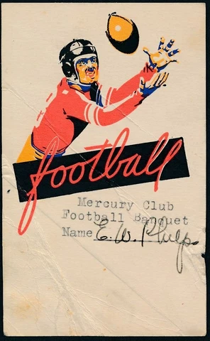 Mercury Club Football Banquet Vintage Ticket 142153 Cover