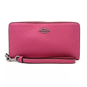 Coach Geldbörse mit langem Reißverschluss Petunien rosa Leder C4451 neu mit Etikett - Bild 1 von 4
