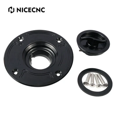 Black CNC Aluminum  Keyless Fuel Gas Tank Cover Cap For Suzuki 4 Holes/TL1000S/R - Image 1 of 4