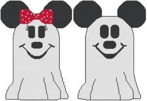 PUNTO DE CRUZ + PATRÓN ARTESANAL Lote de 2 Fantasmas de Halloween de Mickey y Minnie Mouse - Imagen 1 de 1