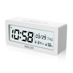 BALDR Digital Alarm Clock Large Display Temperature Humidity Calendar Portable - Picture 1 of 32