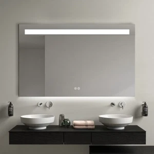 Rectangular Top Strip LED Mirror Frosted Frontlit 75 x 120 Frameless - Picture 1 of 9