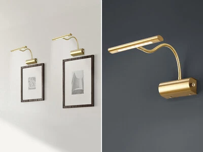 Klassische LED Bilderleuchte flexibel zeitlose Spiegelleuchte in Messing dimmbar - Bild 1 von 4