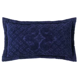 Ashton Collection in Medallion Design Navy King 100% Cotton Tufted Chenille Sham - Picture 1 of 12
