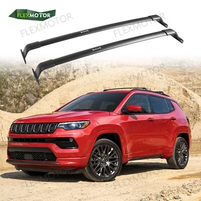 220 LBS Cross Bars For  Jeep Compass 2018-2024 Luggage Carrier Bars Black Foto 1 de 4