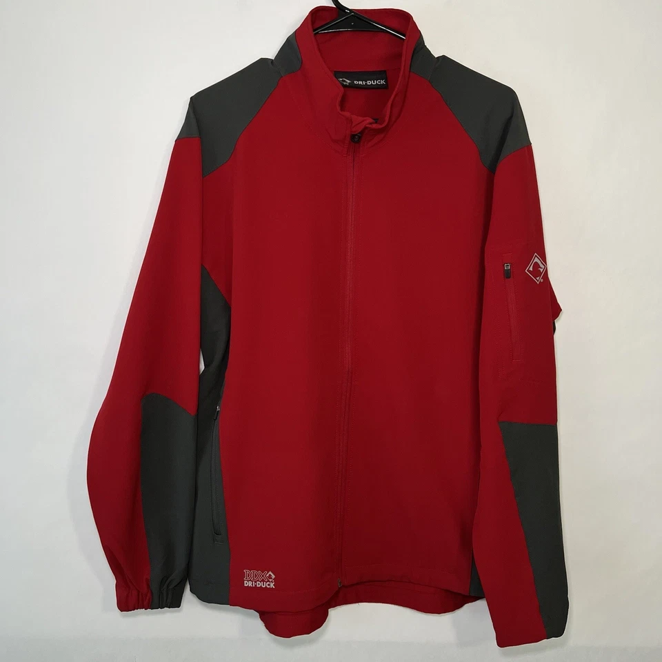 DDX DRI DUCK Full Zip Jacket Mens Size Large Red Performance Windbreaker Pockets - Image 1 of 4